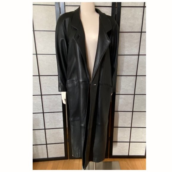 Cassidy Vintage 80's Leather Tapered Trench Coat - Small - Picture 4 of 16